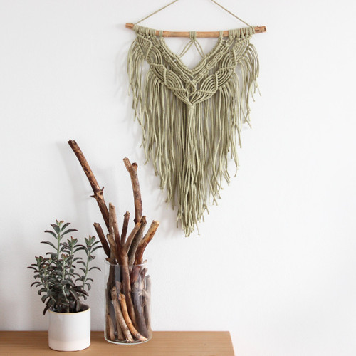Světle olivové macramé střední — foto 1