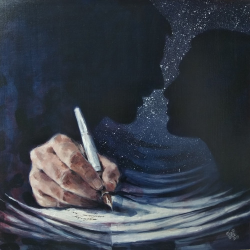 Dopis - akryl na plátně 60x60, originál