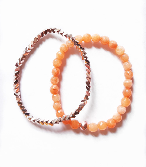 Sada dvou náramků achát a hematit rose gold
