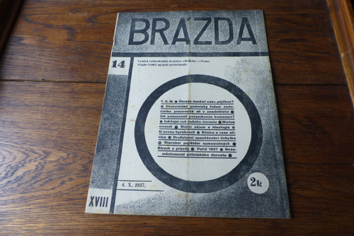 Brázda..časopis agrárního hnutí 14/1937 úmrtí TGM