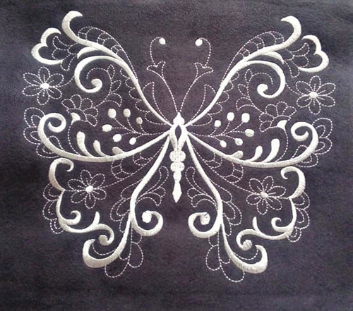 1240 - Motýl - výšivka - panel 40 x 40 cm