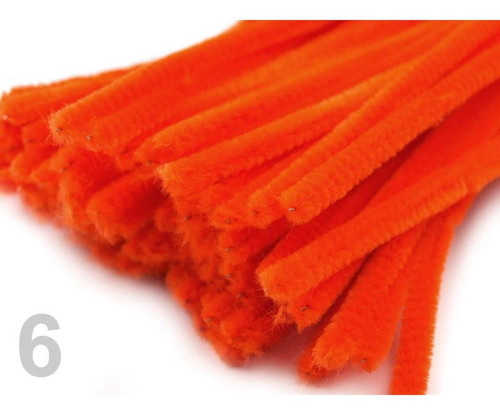 20ks Oranžová Neon Chlupaté Drátky Ø6mm Délka Cca