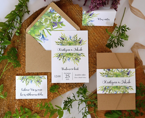 Svatební oznámení Herbs - white