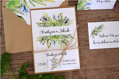 Sv. oznámení Herbs - white - podlepení, provázek — foto 1
