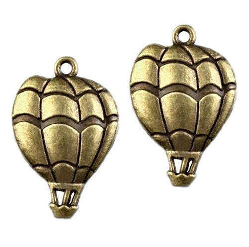 Velký bronzový přívěsek - horkovzdušný balón, 2 ks