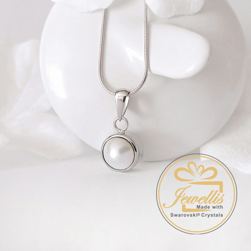 Ocelový náhrdelník Swarovski bílý - perla