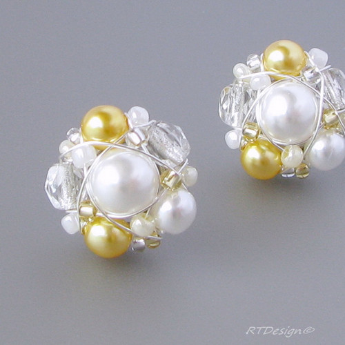 Náušničky WHITE & GOLD WEDDING