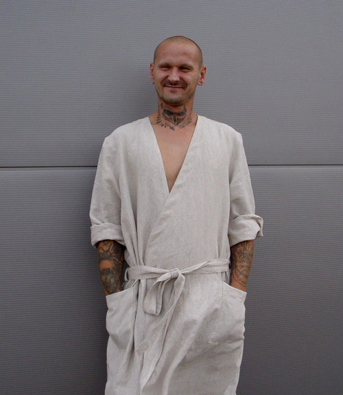 DOMÁCÍ ....unisex lněný župan — foto 1