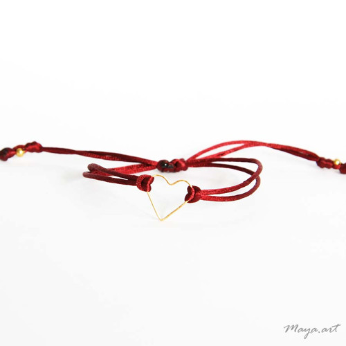 Vínový náramek SIMPLE BRACELET s pozl. srdcem