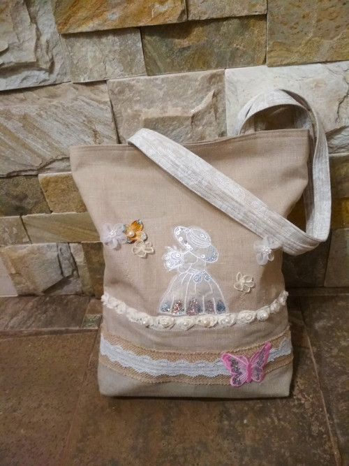Lněná taška " SHABBY CHIC" — foto 1