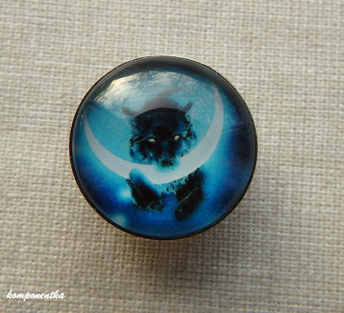 Skleněný kabošon na buttonu 18mm 1kus