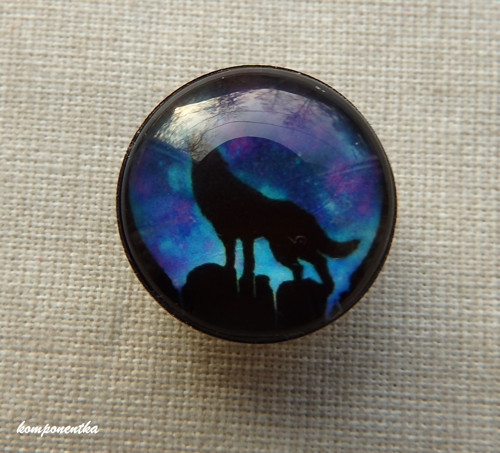 Skleněný kabošon na buttonu 18mm 1kus
