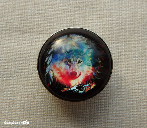Skleněný kabošon na buttonu 18mm 1kus