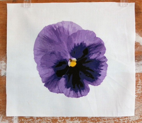 Látkový panel Maceška 25 cm x 25 cm