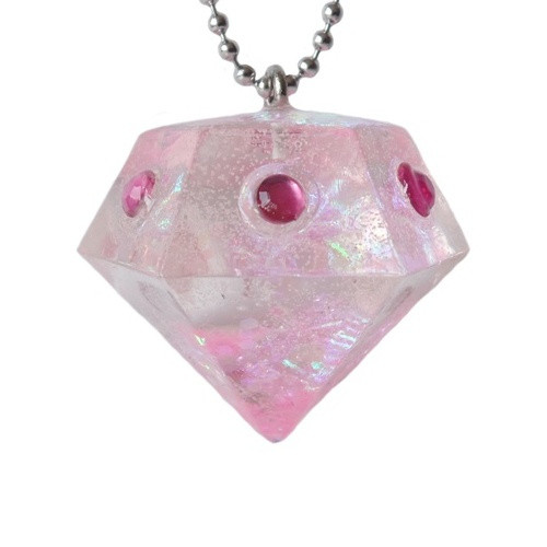 Náhrdelník "Resin" tvar diamant růžový s šatony