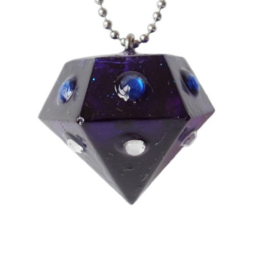 Náhrdelník "Resin" tvar diamant modrý s šatony