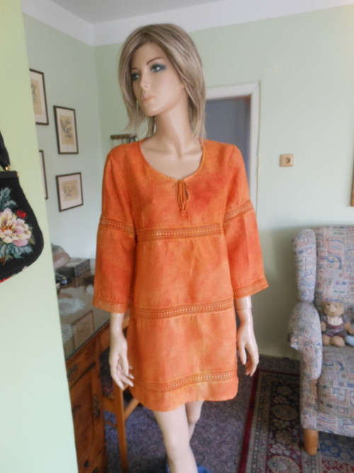 Boho lněné šaty, tunika, vel.S — foto 1
