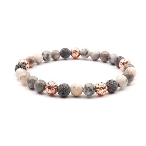 Moni - dámský náramek jaspis zebra láva rose gold