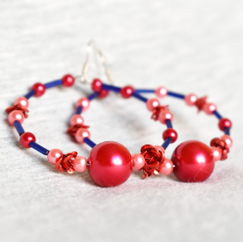 "Red, Pink and Blue" náušnice