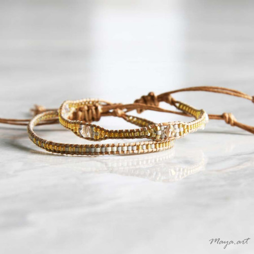 Béžová sada náramků WEAVED BRACELET