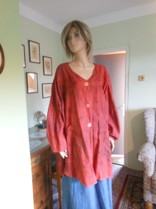 Batikovaná maxi tunika, kabátek, vel.UNI — foto 1