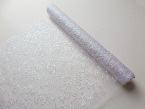 Organza bílá s glitry - šíře 36 cm