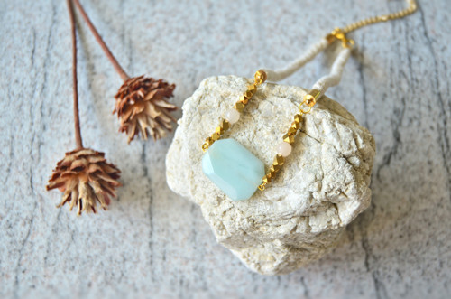 Náhrdelník Gold Rope Amazonite Quartz Beads — foto 1
