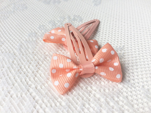 Pin Up sponky do vlasov (broskynkové/biele bodky)