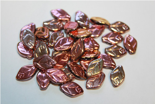 Lístečky - 12/7mm - černá/capri rose -60ks - 101kč
