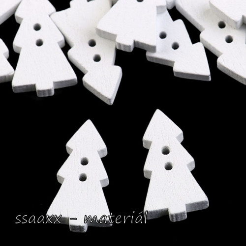 Dřevěný knoflík ~ stromek 33 mm ~ 2 ks ~ bílý