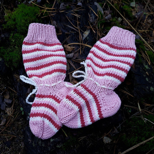 Růžové ponožkonávleky, merino, 11,5 cm