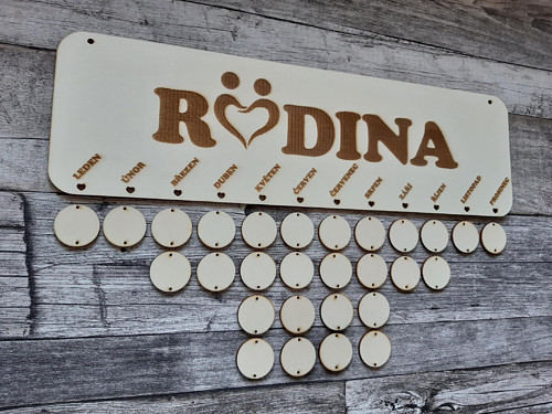 Kalendář RODINA 43x13 s gravírováním