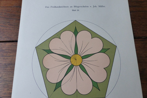 Flora, kresba na školách - starý tisk, Vídeň