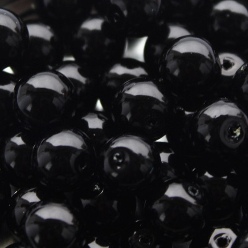 8 mm skleněné perle černé 20 ks