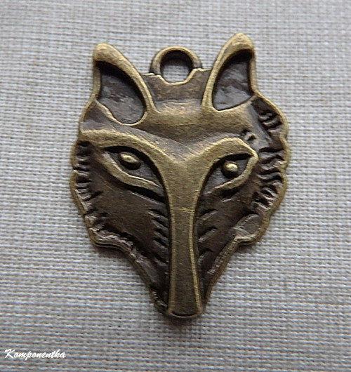 Kovový přívěsek s vlkem 31x24mm 1kus
