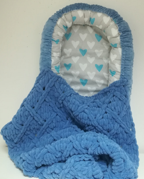 Set pro miminko Minky hnízdečko, dečka Fluffy blue