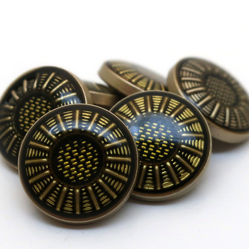 Knoflík matně zlatý kovový kulatý 15mm 1/2 ks
