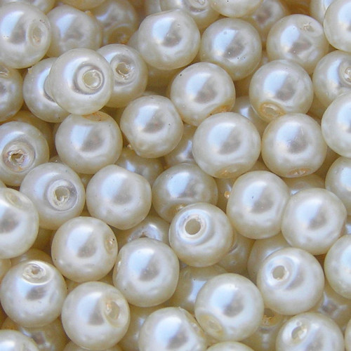 6 mm voskové perle béžová velmi světlá 45 ks