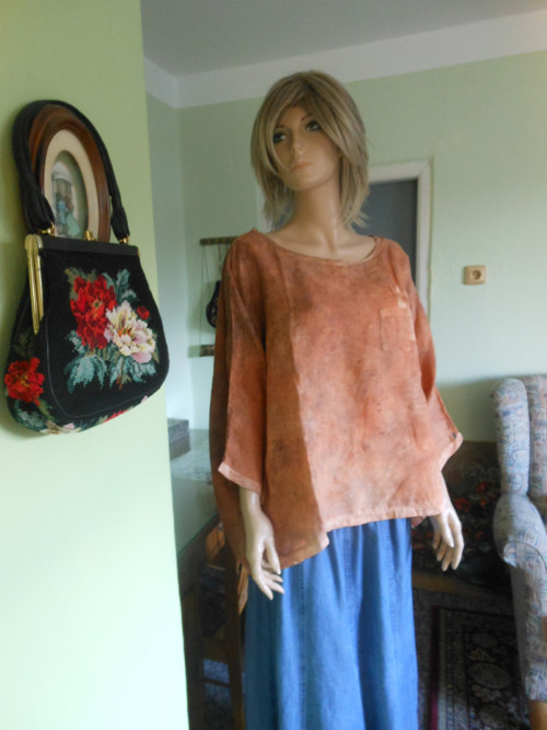 Boho lněná tunika batika, vel.UNI — foto 1