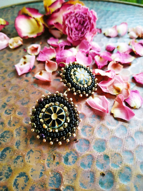 Boho earrings n.2 - vyšívané náušnice