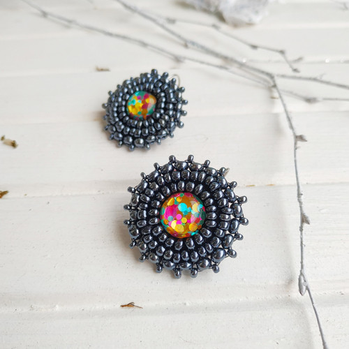 Sparkly earrings n.12 - vyšívané náušnice
