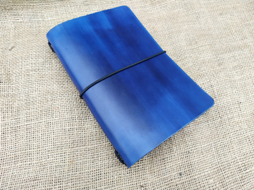 Kožený zápisník A5 ve stylu Midori, modrá