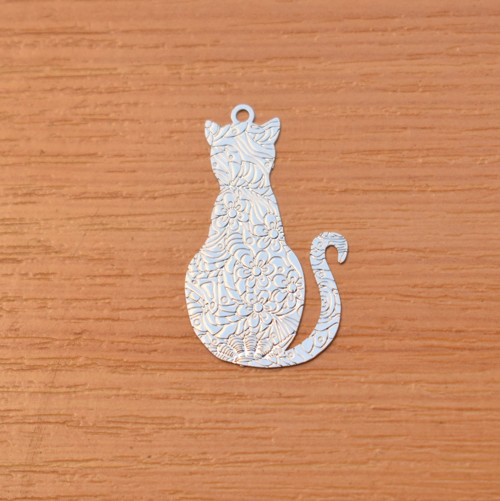 Kočka - stříbrná - 29x17mm