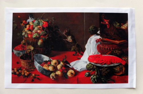 Látkový panel Zátiší s opicemi 13 cm x 21 cm