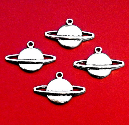 Starostříbrný přívěsek - planetka Saturn, 4 kusy