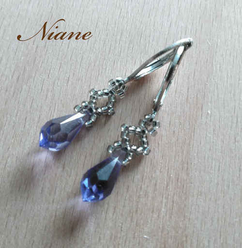 Fialová kapička - šité náušnice — foto 1