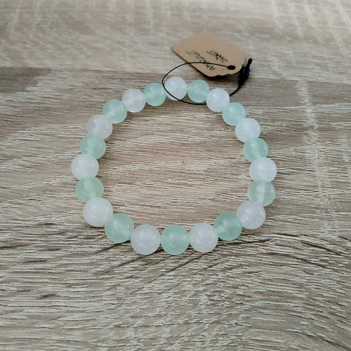 Náramek z minerálů - amazonit/jadeit