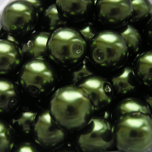 8 mm voskové perle zelené khaki 20 ks