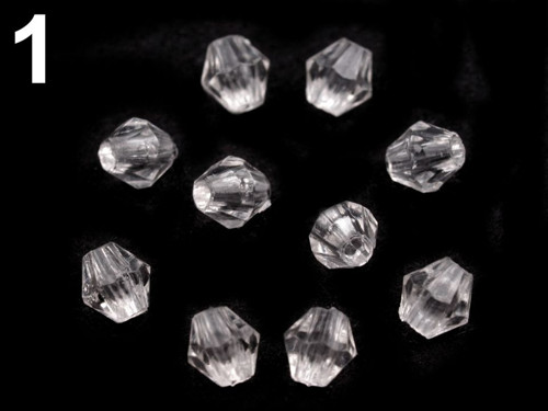 Korálky broušené 6x6mm (10g) - transparent — foto 1