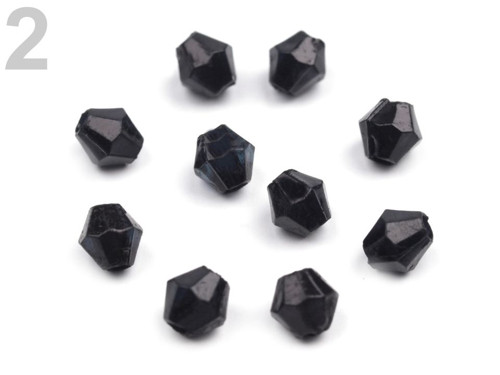 Korálky broušené 4x4mm (10g) - černá